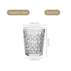 Diamond Embossed Shot Glass Set Of 12 55ml Nestasia