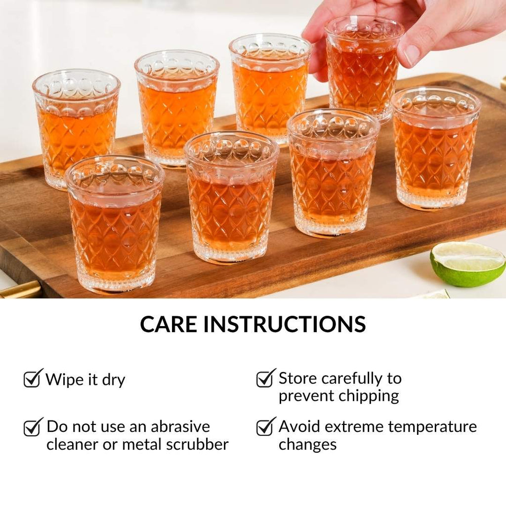 Diamond Embossed Shot Glass Set Of 12 55ml Nestasia