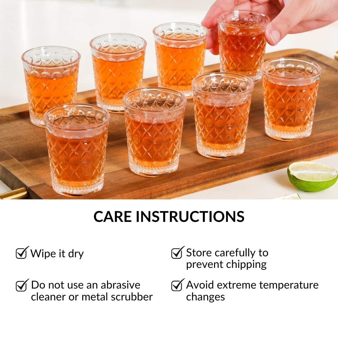 Diamond Embossed Shot Glass Set Of 12 55ml Nestasia