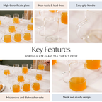 Borosilicate Glass Tea Cup Set Of 12 200ml Nestasia