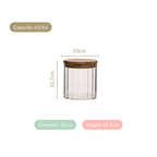 Borosilicate Airtight Glass Jar With Wooden Lid Set Of 4 Ribbed Design 610ml Nestasia
