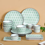 Kaleido Mint Green 16 Piece Dinner Set For 4 Nestasia