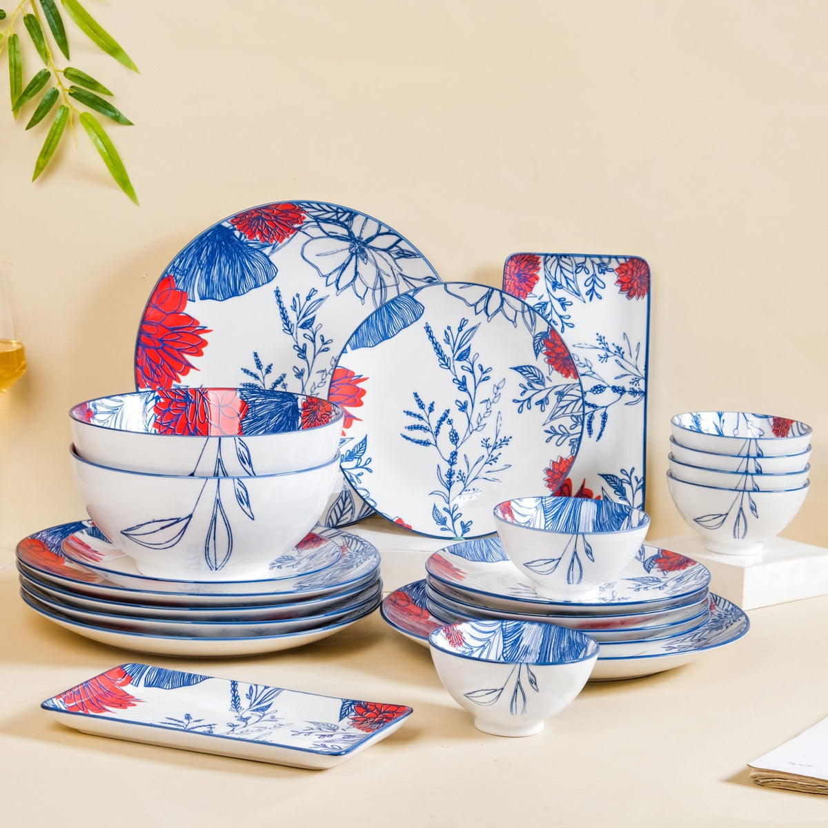 Oriental Elegance 22 Piece Dinner Set For 6 Nestasia