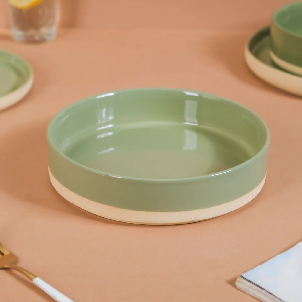 Earthy 22 Piece Dinner Set For 6 Sage Green Nestasia