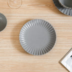 Grey Scalloped 22 Piece Dinner Set For 6 Nestasia