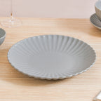 Grey Scalloped 22 Piece Dinner Set For 6 Nestasia