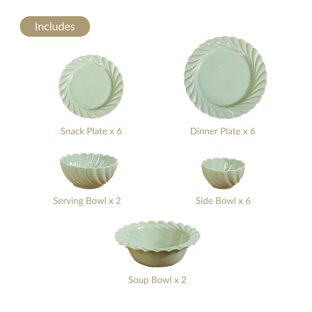 Lao Luxury 22 Piece Dinner Set For 6 Mint Green Nestasia