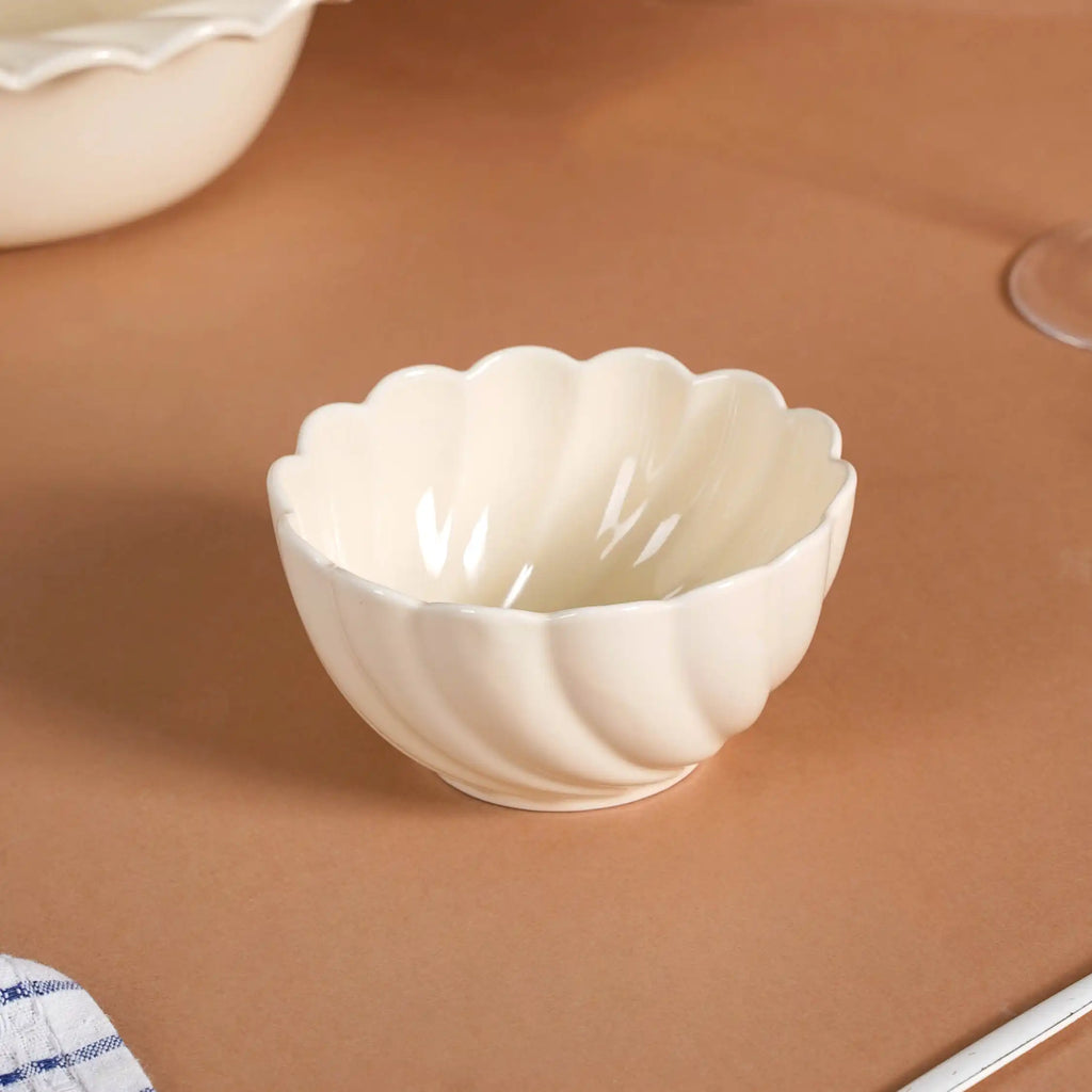 22 Piece Scallop Cream Luxury Dinner Set For 6 Nestasia