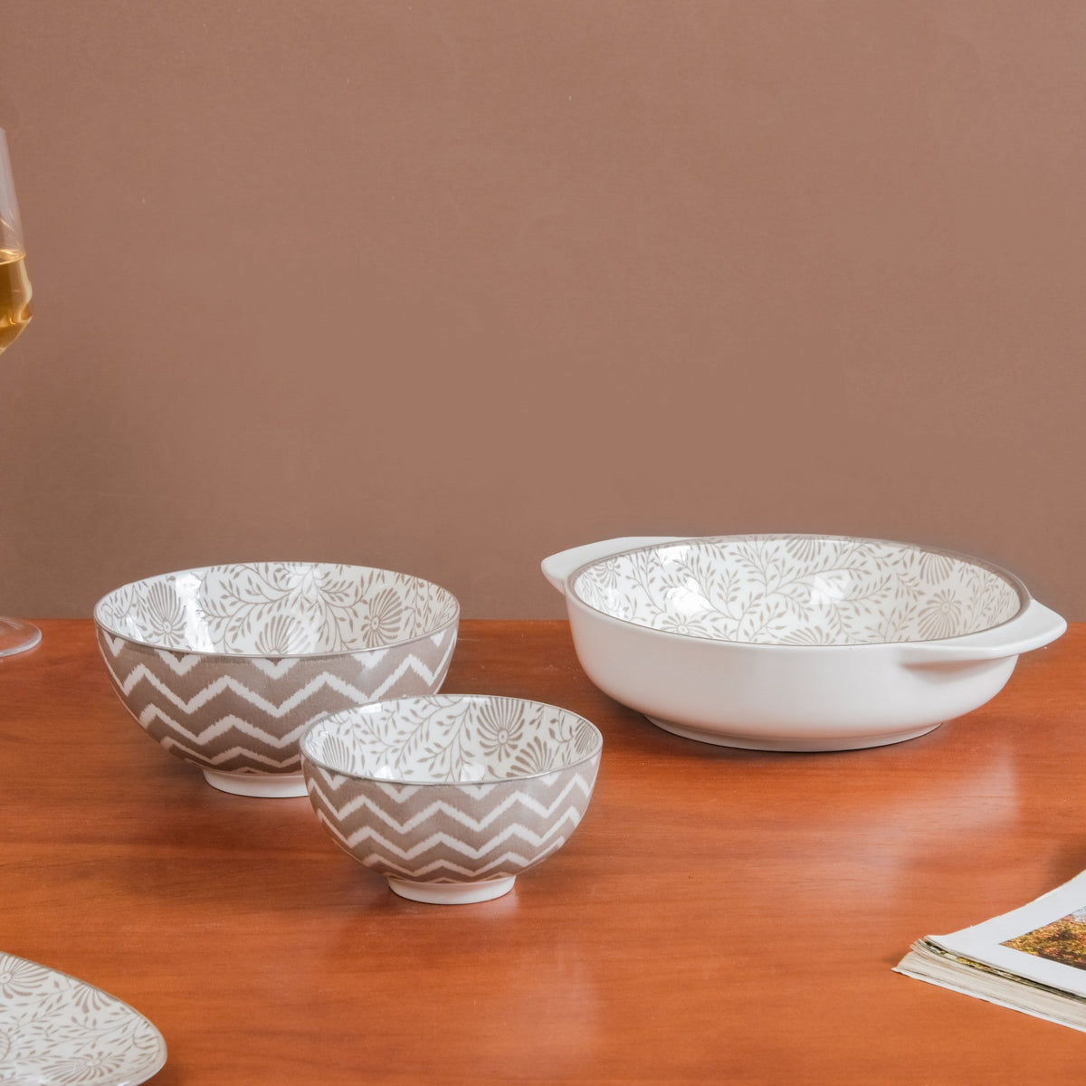 Printed Square Plates 24 Piece Dinner Set For 6 Nestasia