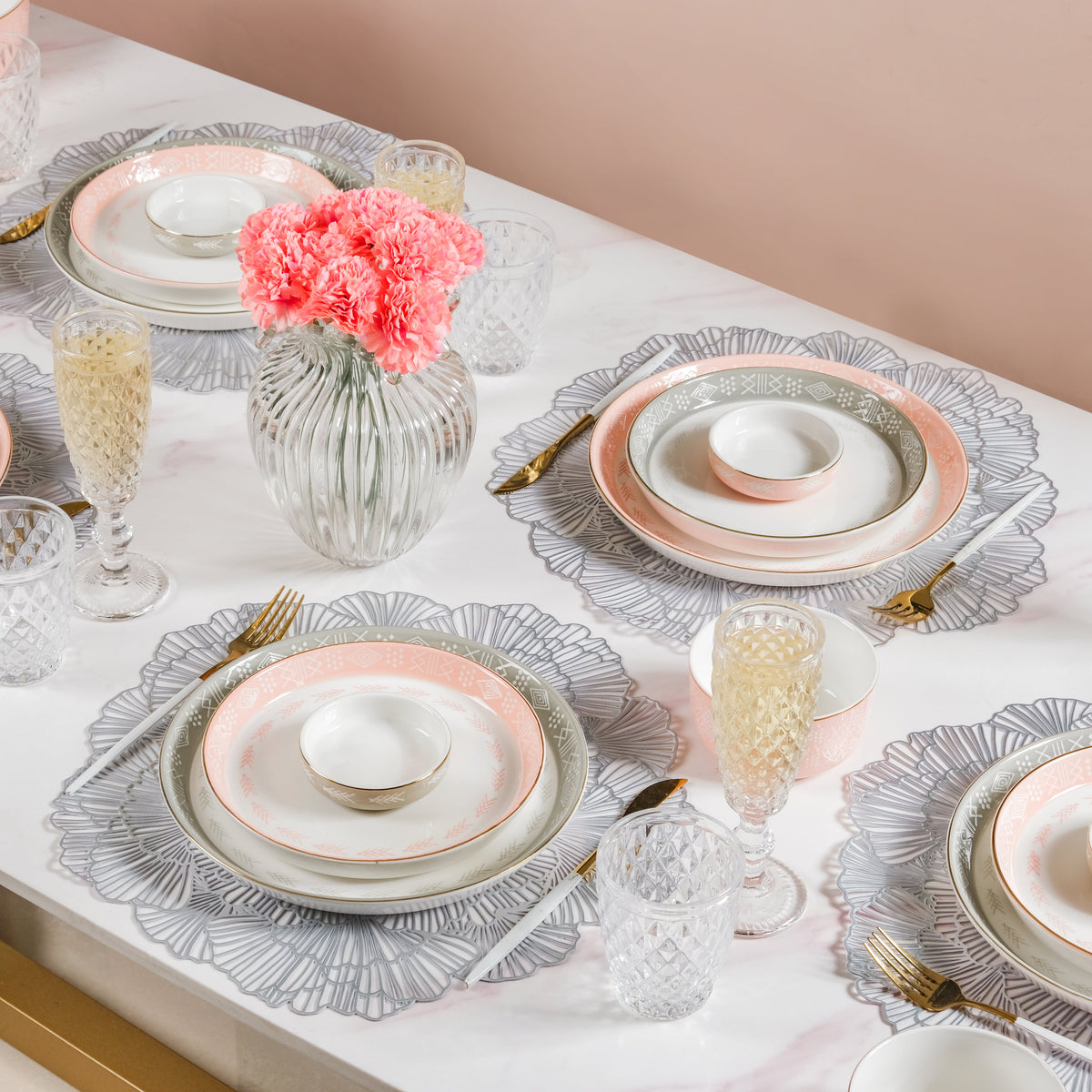 Azo Pink 27 Piece Dinner Set For 6 Nestasia