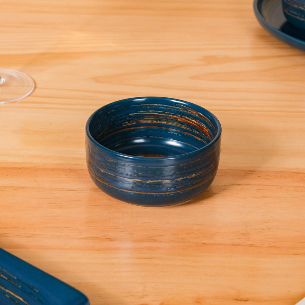 Stoneware Matte 22-Piece Dinner Set For 6 Blue Nestasia