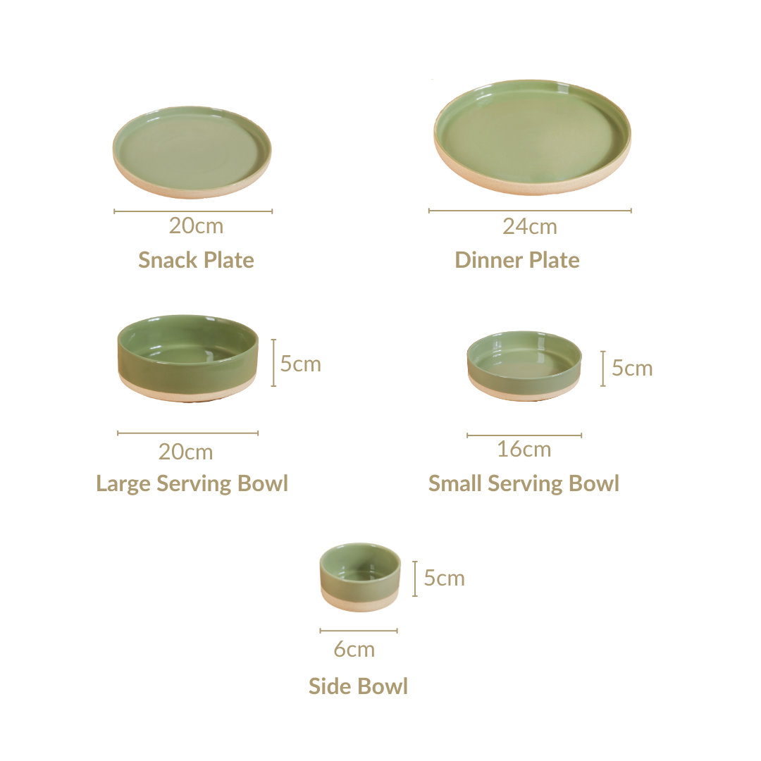 Earthy 22 Piece Dinner Set For 6 Sage Green Nestasia