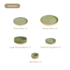 Earthy 22 Piece Dinner Set For 6 Sage Green Nestasia