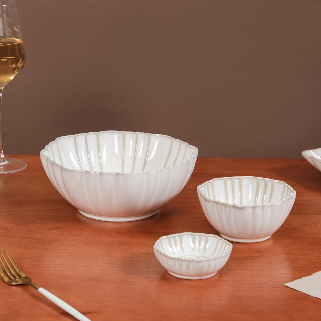 White Stoneware Design 28-Piece Dinner Set For 6 Nestasia