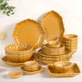 Luxury Texture 28 Piece Dinner Set For 6 Ochre Yellow Nestasia