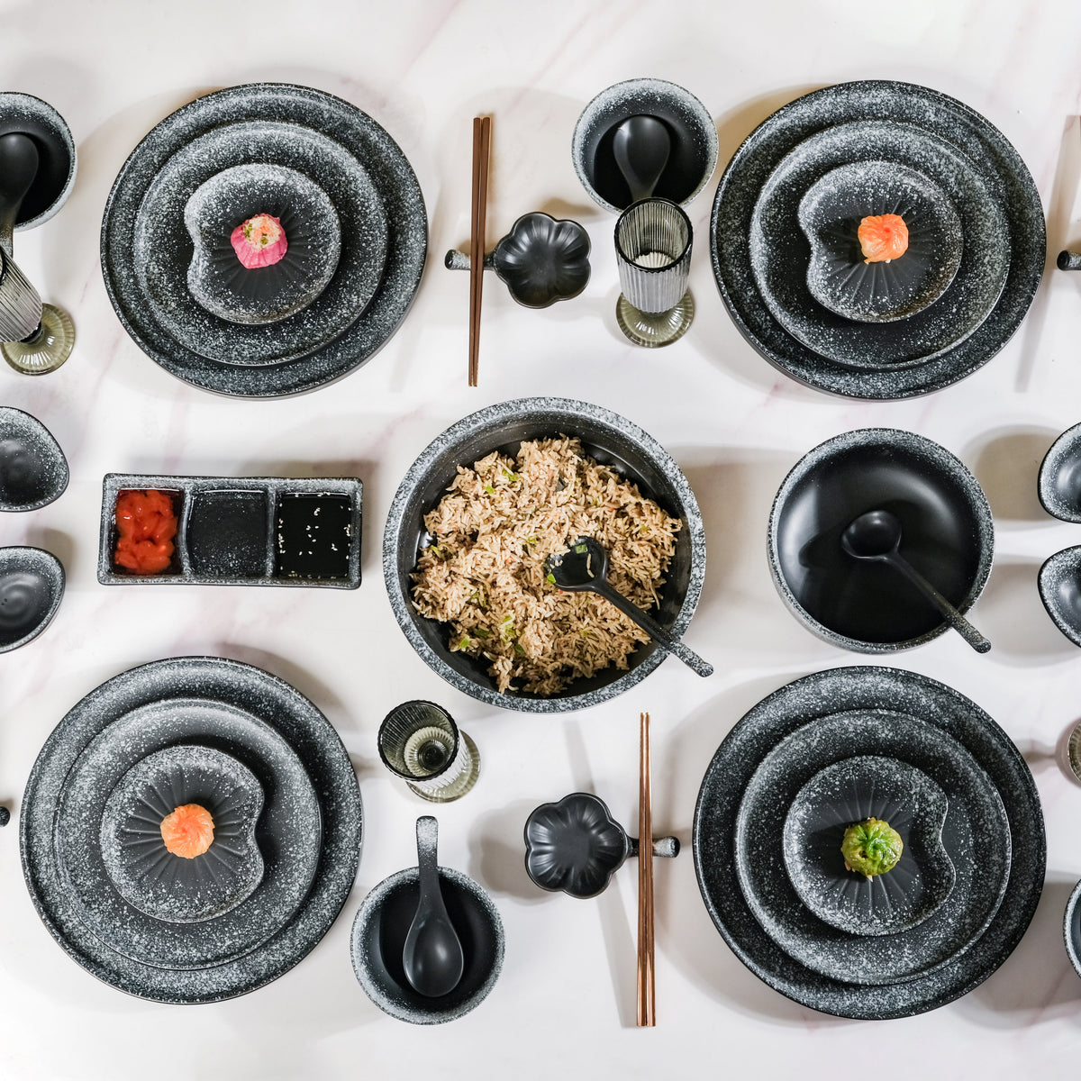 Galaxy Stone Pottery 35 Piece Dinner Set For 6 Nestasia