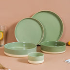 Earthy 22 Piece Dinner Set For 6 Sage Green Nestasia