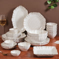 White Stoneware Design 28-Piece Dinner Set For 6 Nestasia