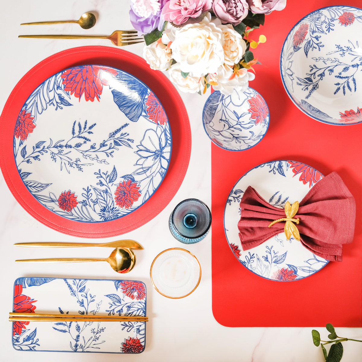 Oriental Elegance 22 Piece Dinner Set For 6 Nestasia
