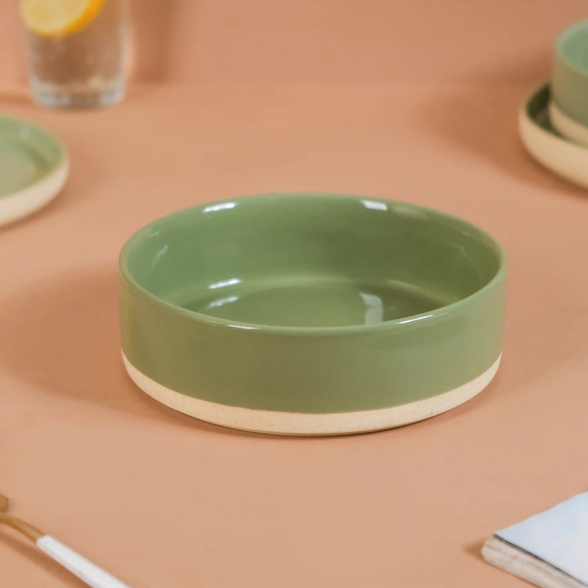 Earthy 22 Piece Dinner Set For 6 Sage Green Nestasia