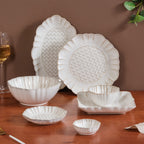 White Stoneware Design 28-Piece Dinner Set For 6 Nestasia