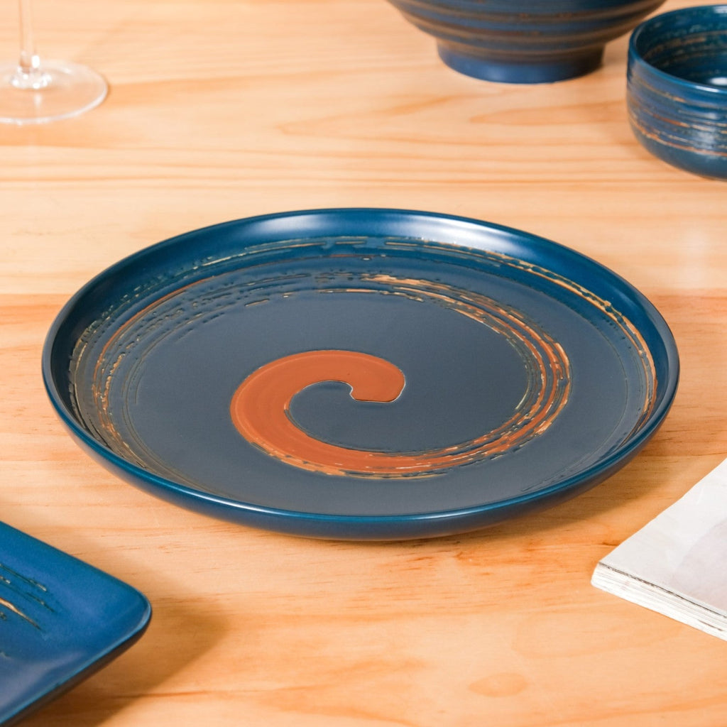 Stoneware Matte 22-Piece Dinner Set For 6 Blue Nestasia