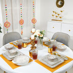 Printed Square Plates 24 Piece Dinner Set For 6 Nestasia