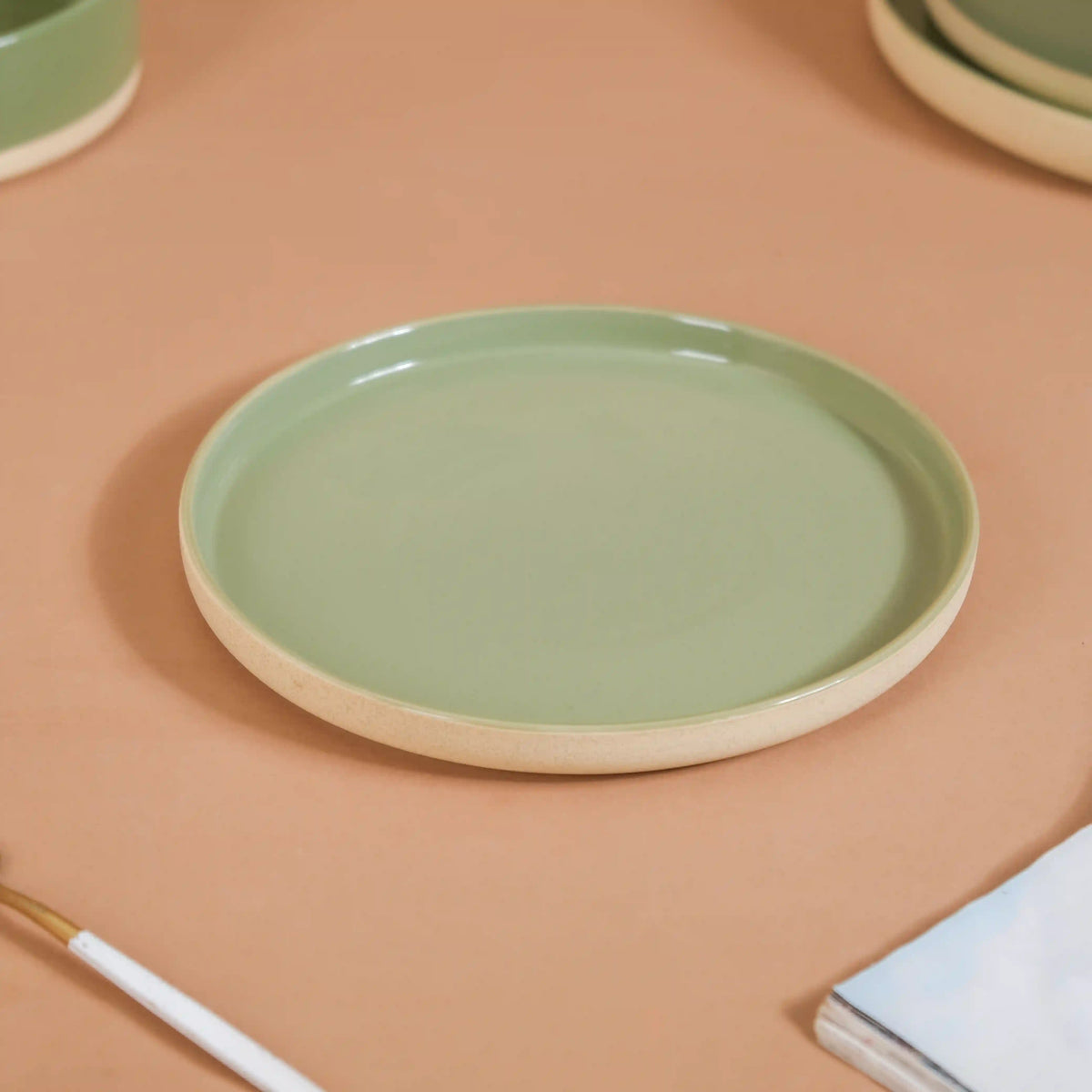 Earthy 22 Piece Dinner Set For 6 Sage Green Nestasia