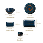 Stoneware Matte 22-Piece Dinner Set For 6 Blue Nestasia