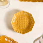Luxury Texture 28 Piece Dinner Set For 6 Ochre Yellow Nestasia
