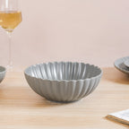 Grey Scalloped 22 Piece Dinner Set For 6 Nestasia