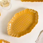 Luxury Texture 28 Piece Dinner Set For 6 Ochre Yellow Nestasia