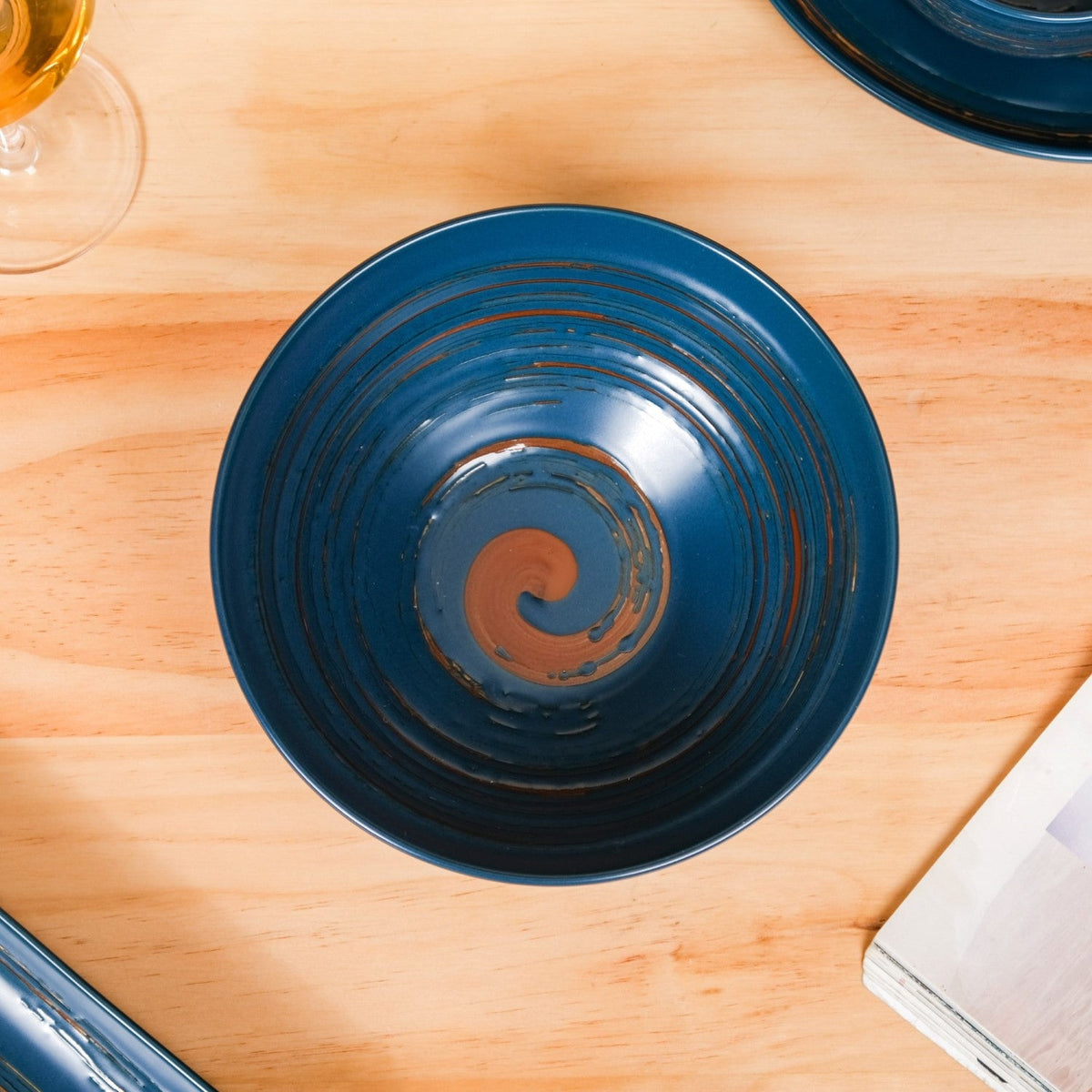 Stoneware Matte 22-Piece Dinner Set For 6 Blue Nestasia