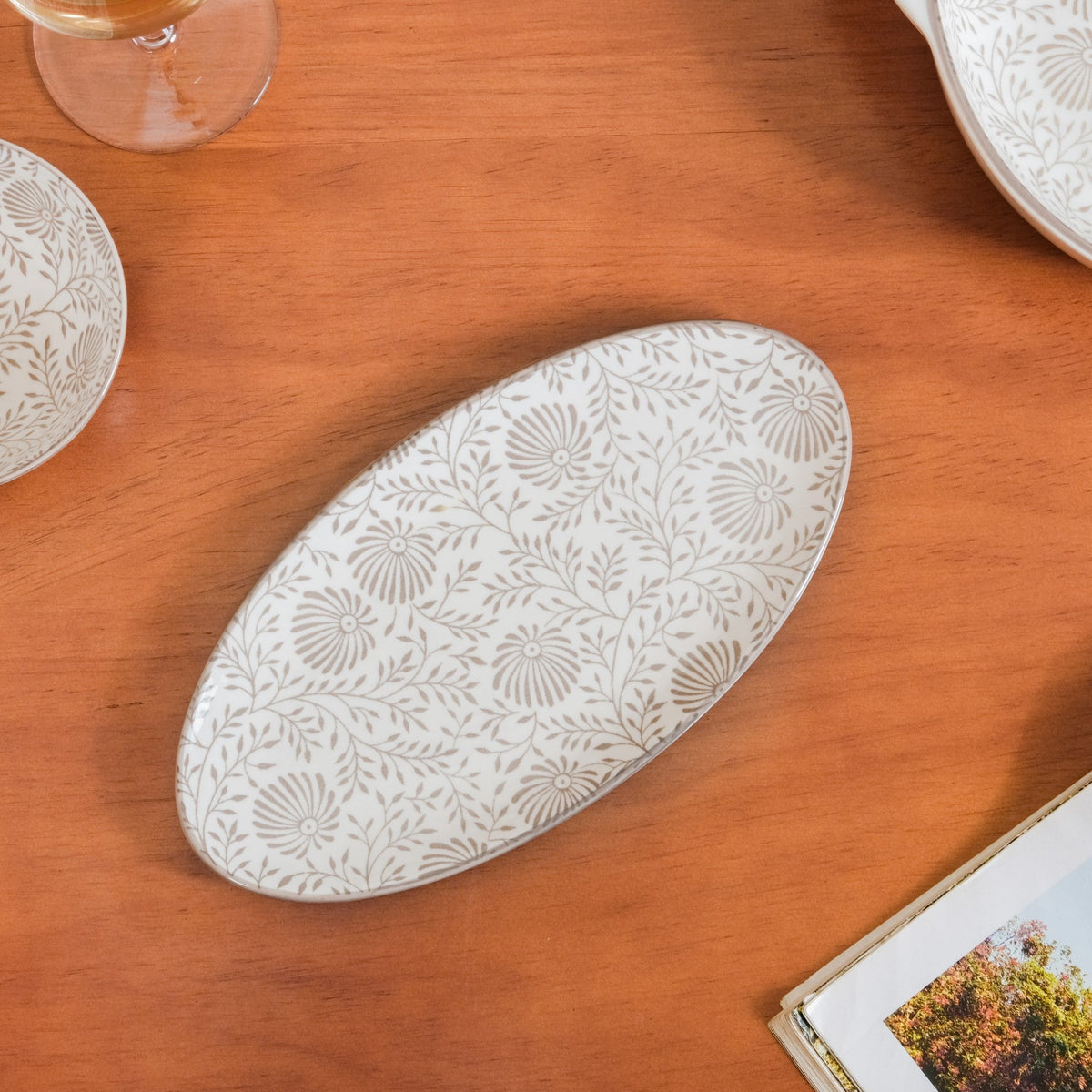 Printed Square Plates 24 Piece Dinner Set For 6 Nestasia