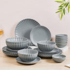 Grey Scalloped 22 Piece Dinner Set For 6 Nestasia