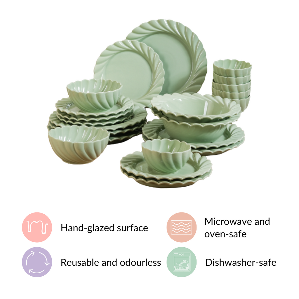 Lao Luxury 22 Piece Dinner Set For 6 Mint Green Nestasia