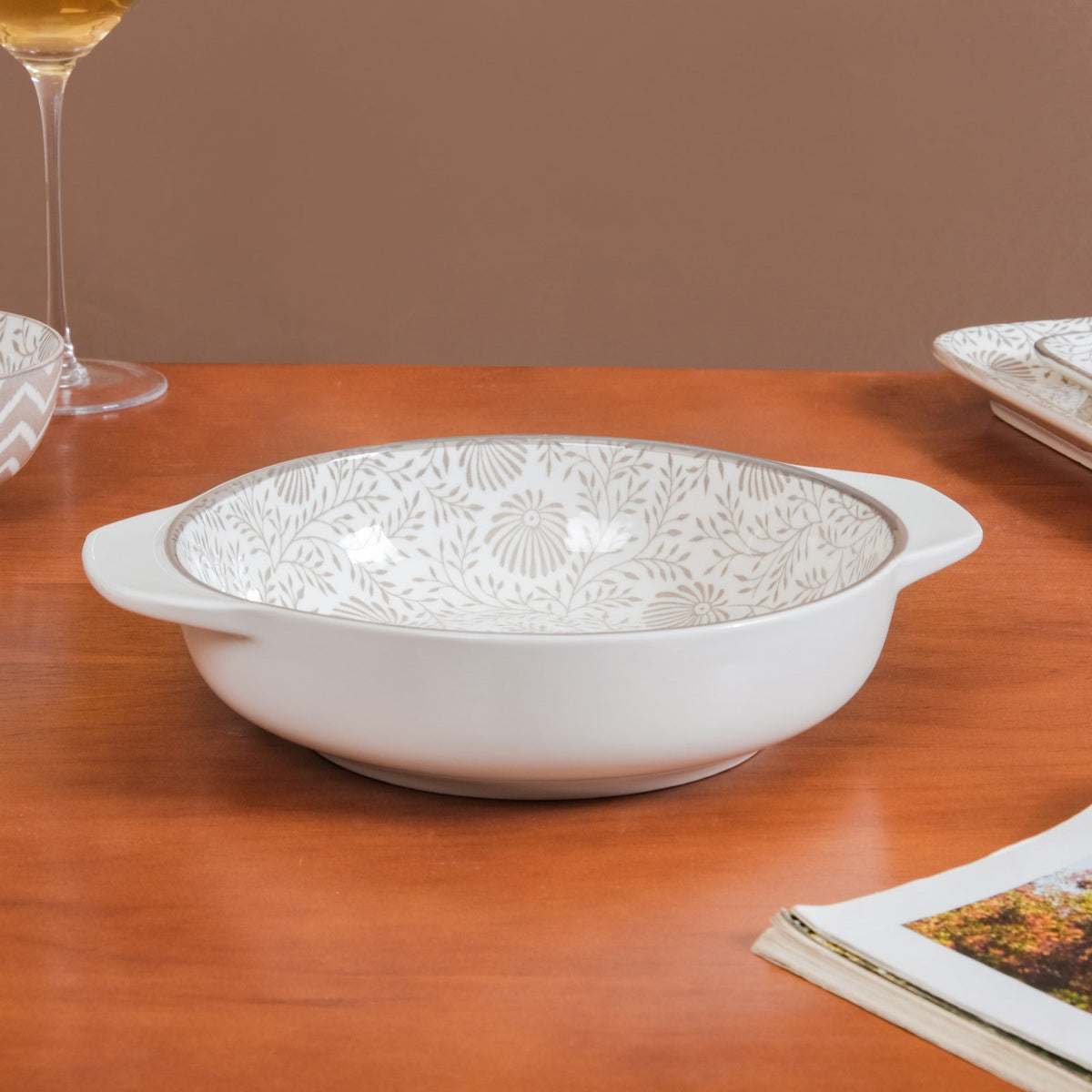 Printed Square Plates 24 Piece Dinner Set For 6 Nestasia