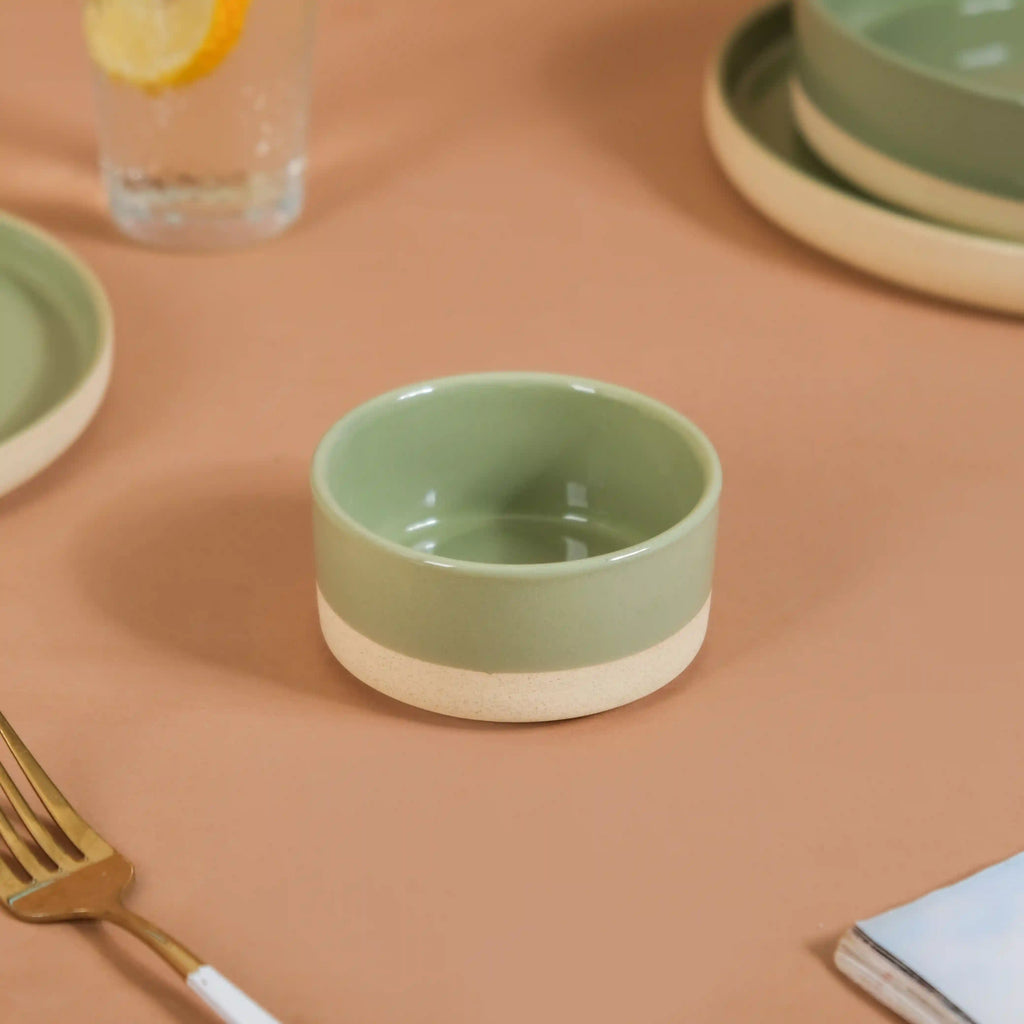 Earthy 22 Piece Dinner Set For 6 Sage Green Nestasia