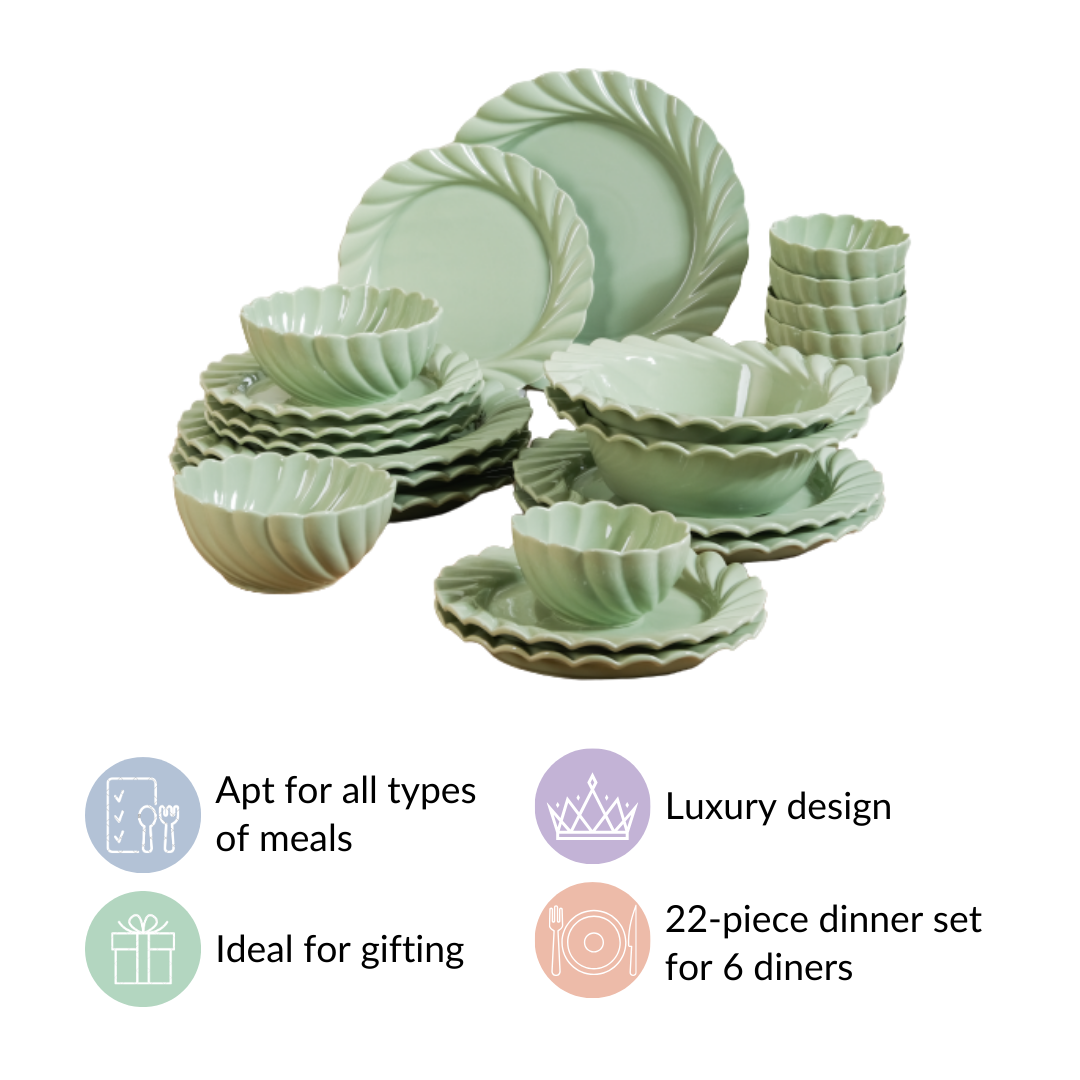 Lao Luxury 22 Piece Dinner Set For 6 Mint Green Nestasia