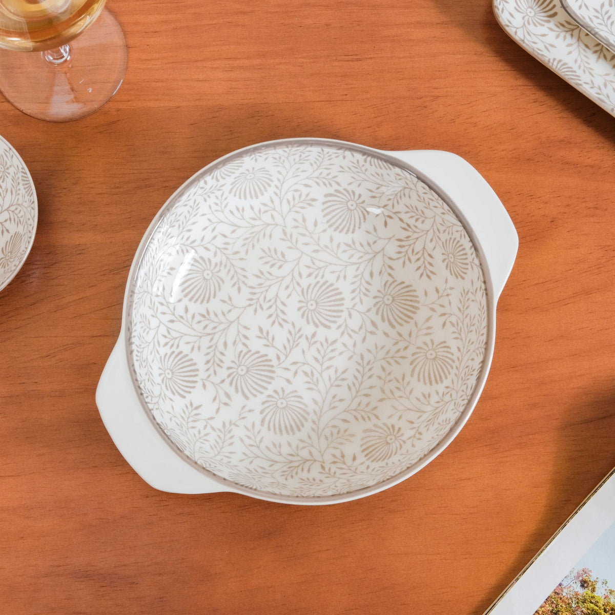 Printed Square Plates 24 Piece Dinner Set For 6 Nestasia