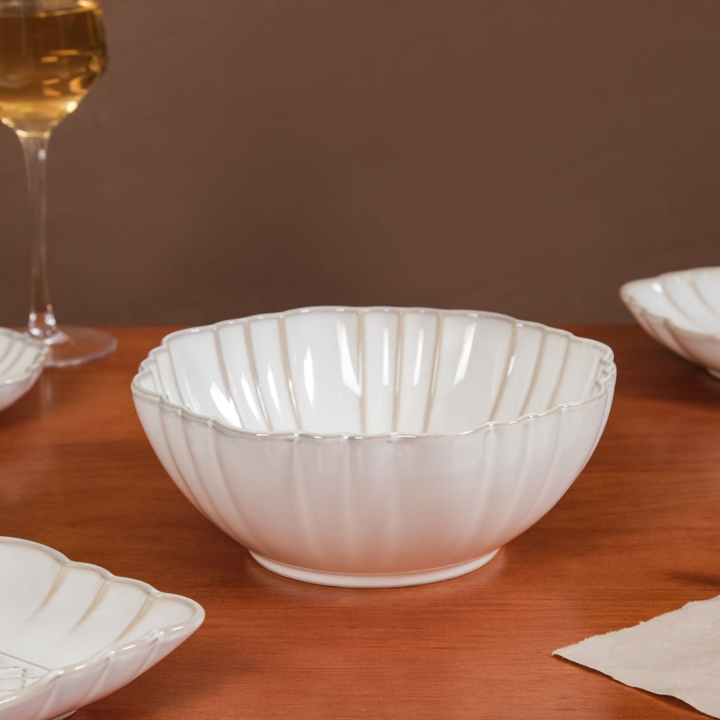 White Stoneware Design 28-Piece Dinner Set For 6 Nestasia