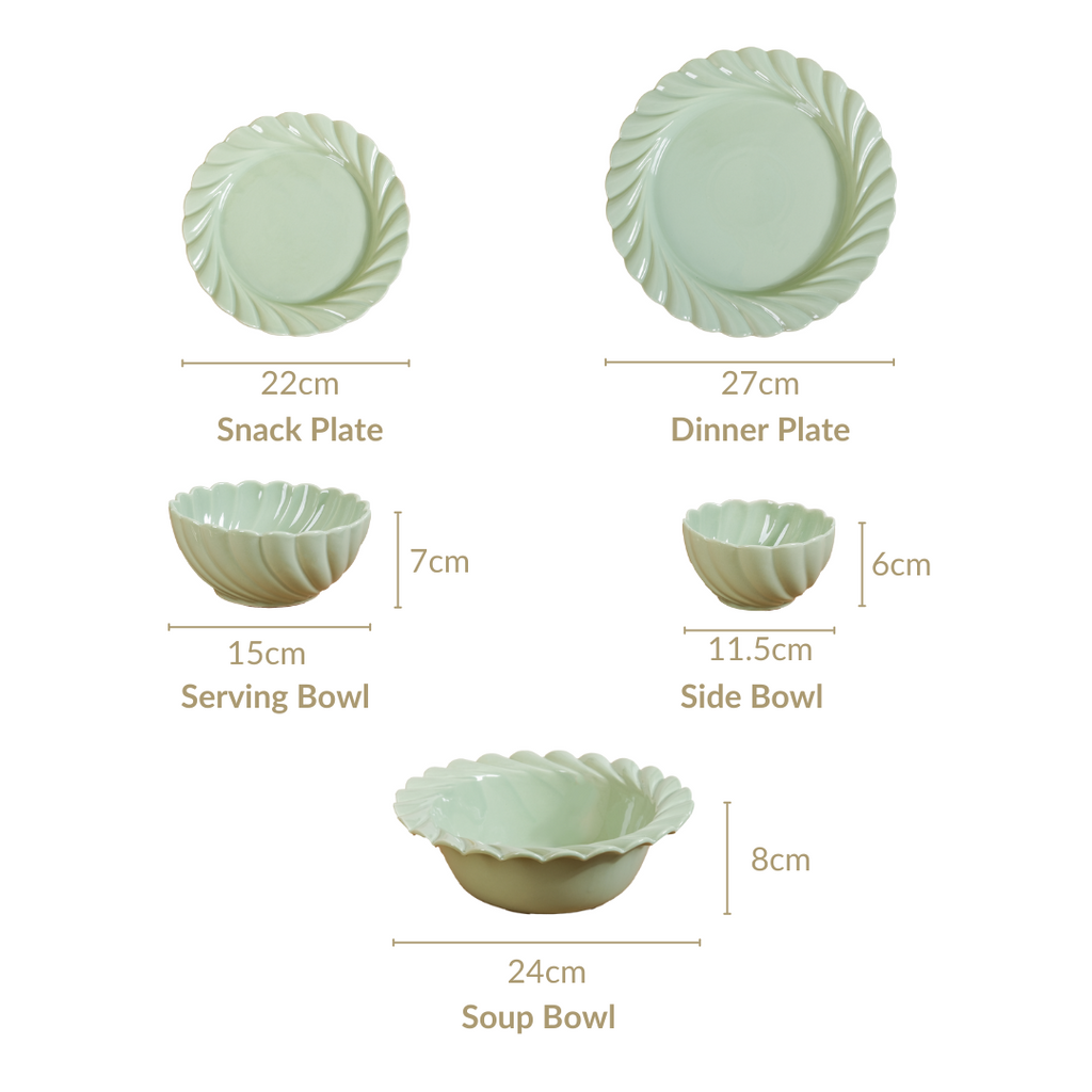 Lao Luxury 22 Piece Dinner Set For 6 Mint Green Nestasia