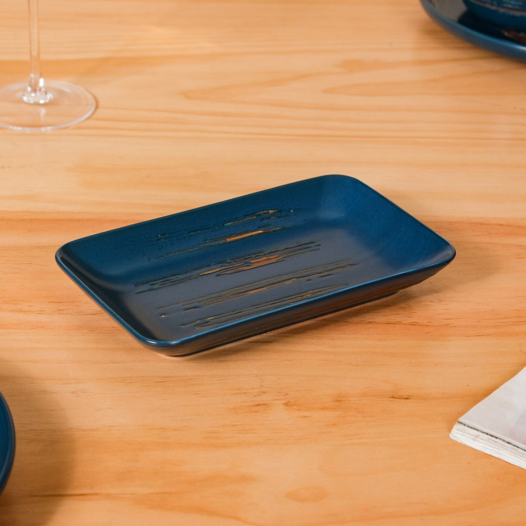 Stoneware Matte 22-Piece Dinner Set For 6 Blue Nestasia