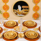 Luxury Texture 28 Piece Dinner Set For 6 Ochre Yellow Nestasia