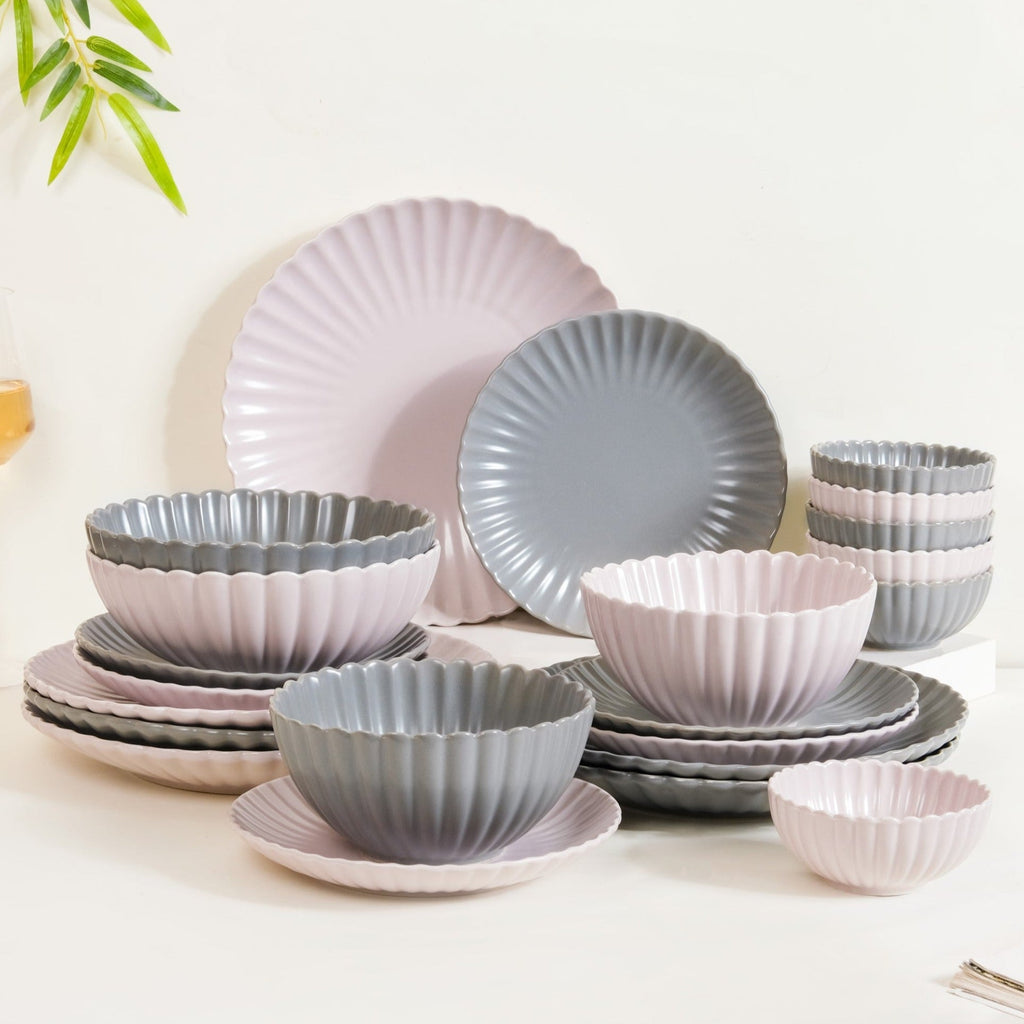 Grey Lavender 22 Piece Daily Dinner Set For 6 Nestasia