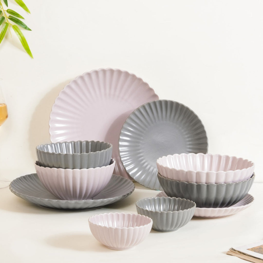 Grey Lavender 22 Piece Daily Dinner Set For 6 Nestasia
