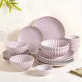 Lilac Scalloped 22 Piece Dinner Set For 6 Nestasia