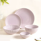 Lilac Scalloped 22 Piece Dinner Set For 6 Nestasia