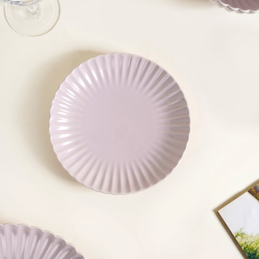 Lilac Scalloped 22 Piece Dinner Set For 6 Nestasia