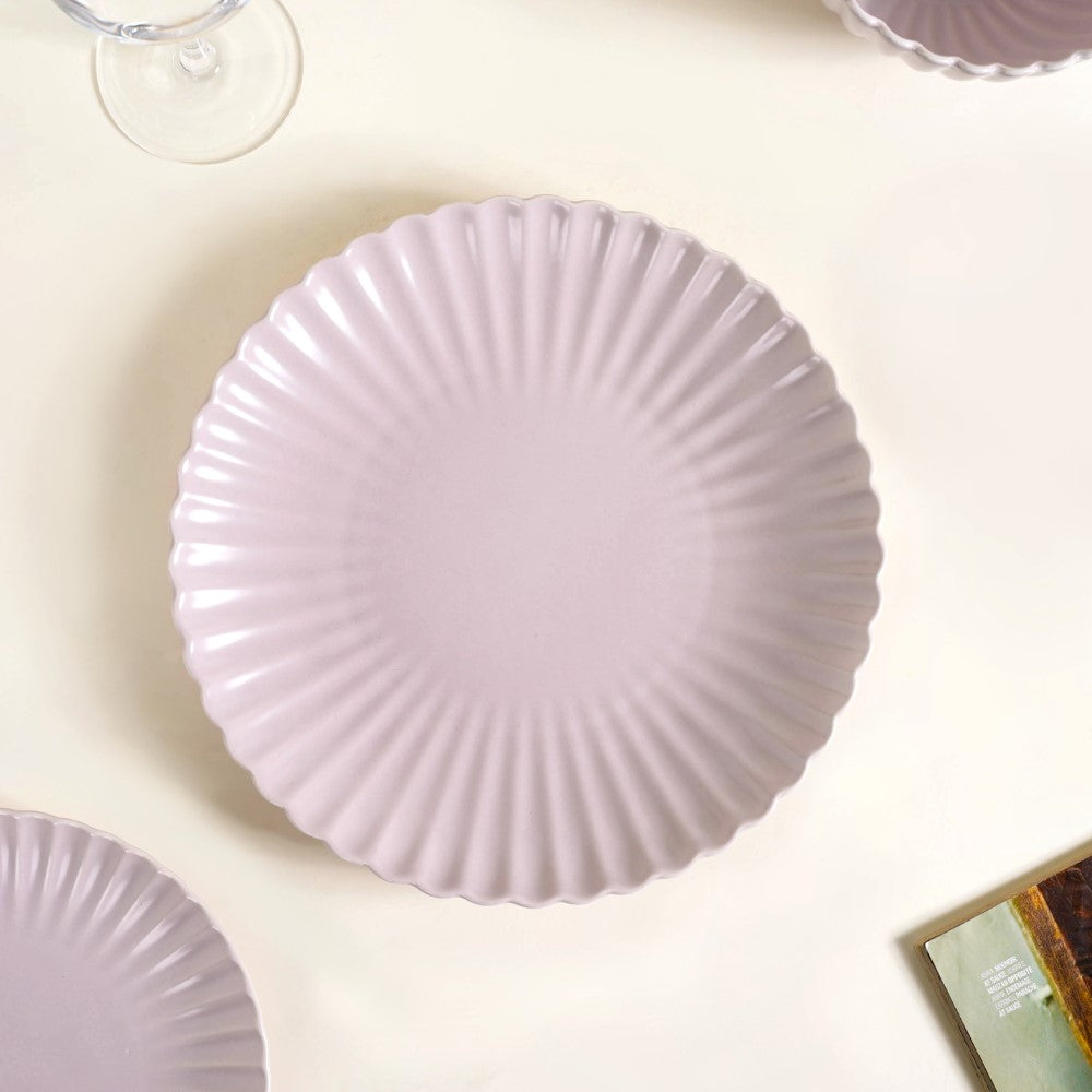 Lilac Scalloped 22 Piece Dinner Set For 6 Nestasia